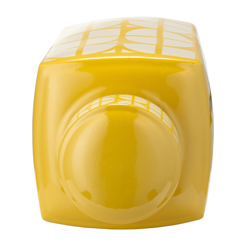 CER, 18H SQUARE JAR W/ LID, YELLOW/COTTON