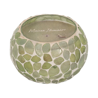 Glass, 4 10 Oz Mosaic Scented Candle, Light Green