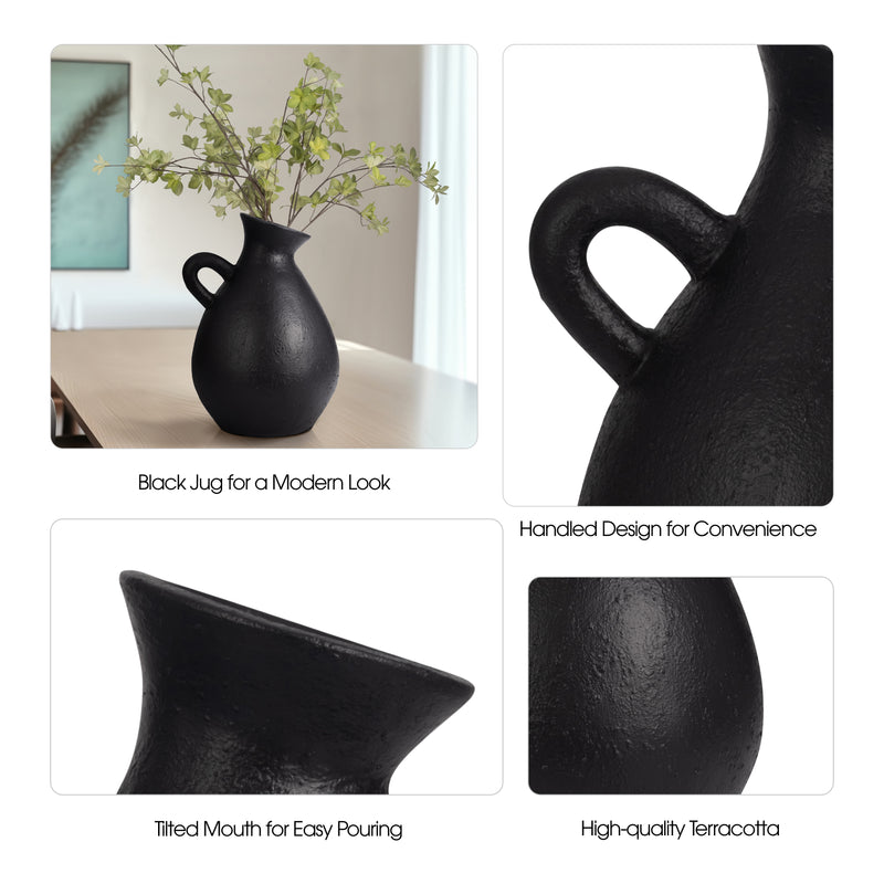 TERRACOTTA, 19 ORGANIC JUG WITH HANDLE, BLACK