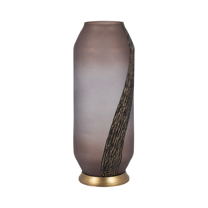 GLASS, 15 METALLIC DETAIL VASE,  BLUSH