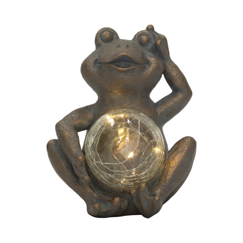 7 Frog With Solar Orb, Antique Copper