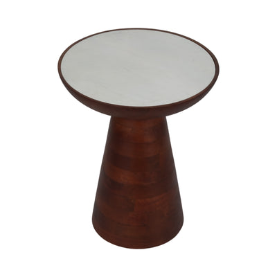 20 Wood Accent Table Marble Top, Walnut/white