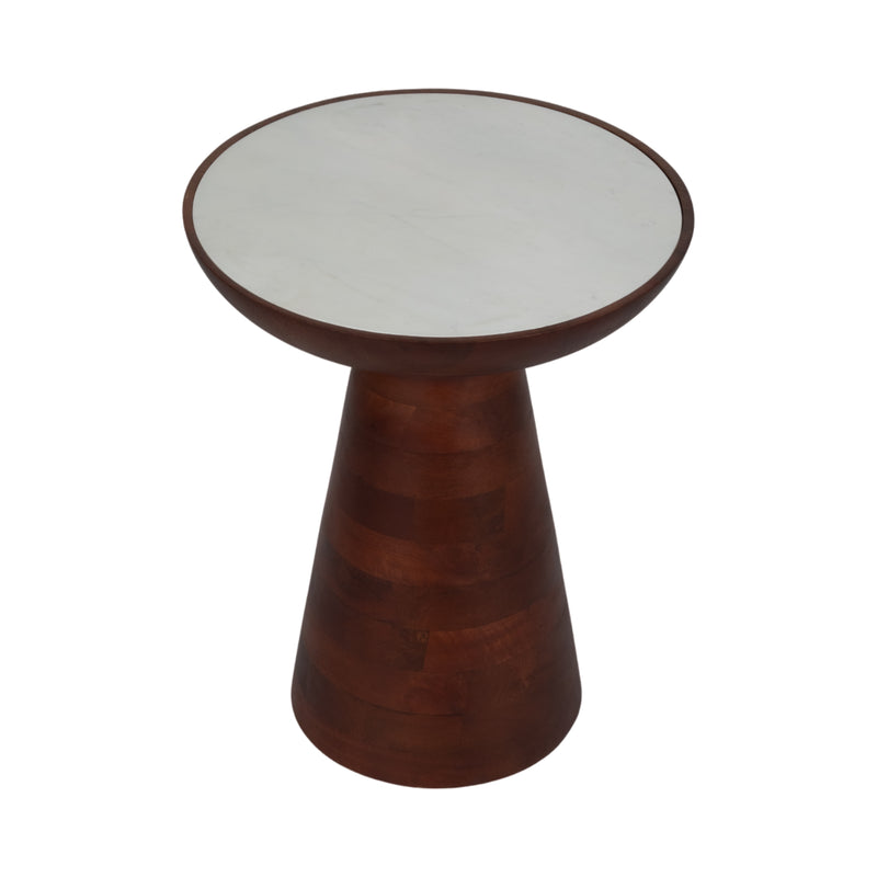 20 Wood Accent Table Marble Top, Walnut/white