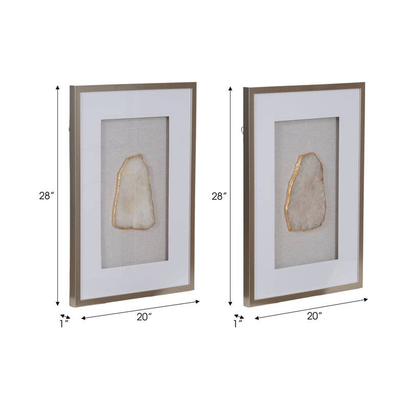 S/2 20x28 Nora Sliced Stone Shadowbox 2/a Wall Dec