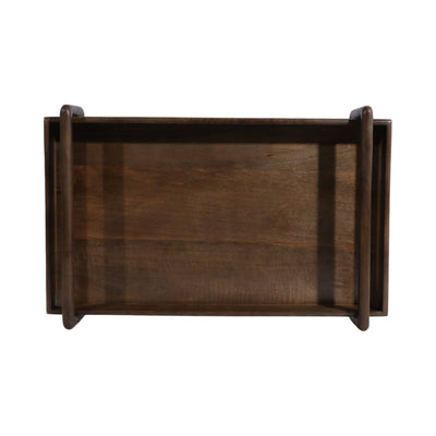 S/3 18/22/26 Kazu Wood Trays, Brown