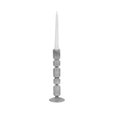 12 Mixed Bubble Taper Candleholder, Smoke