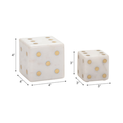 S/2 3/4 Mistry White Marble Dice