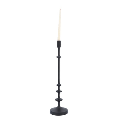 METAL, 20H TAPER CANDLE HOLDER, BLACK