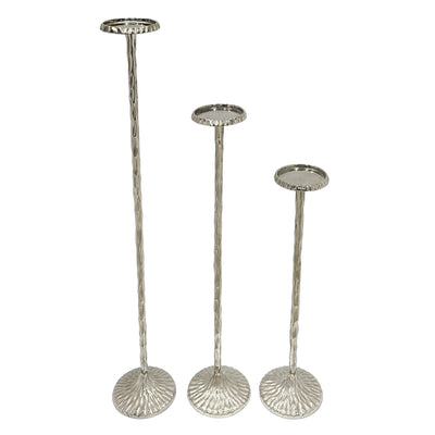 S/3 26/32/40 Crestin Silver Tall Candleholders Kd