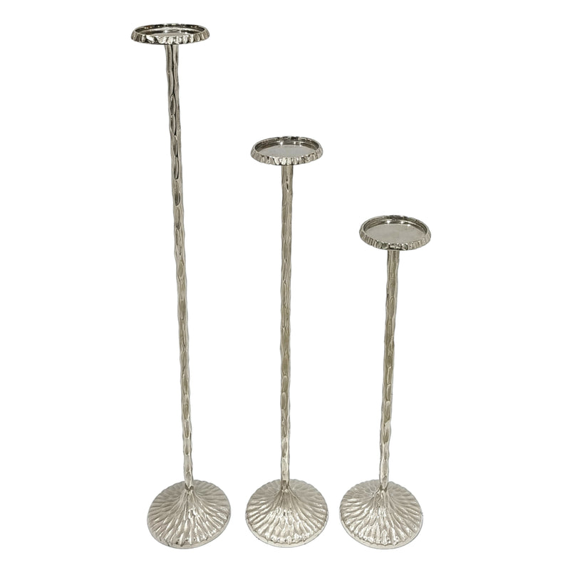 S/3 26/32/40 Crestin Silver Tall Candleholders Kd