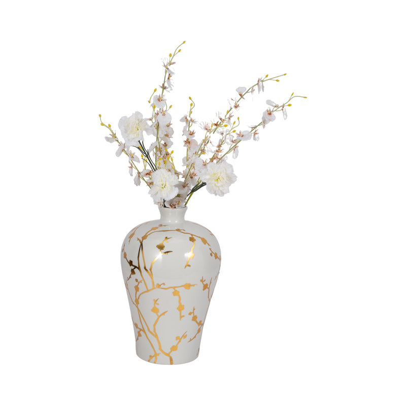 Cer 15H, Vase W/ Gold Decal, White