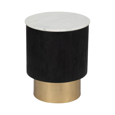 20 Gold Pedestal Accent Table Marble Top, Wht/blk