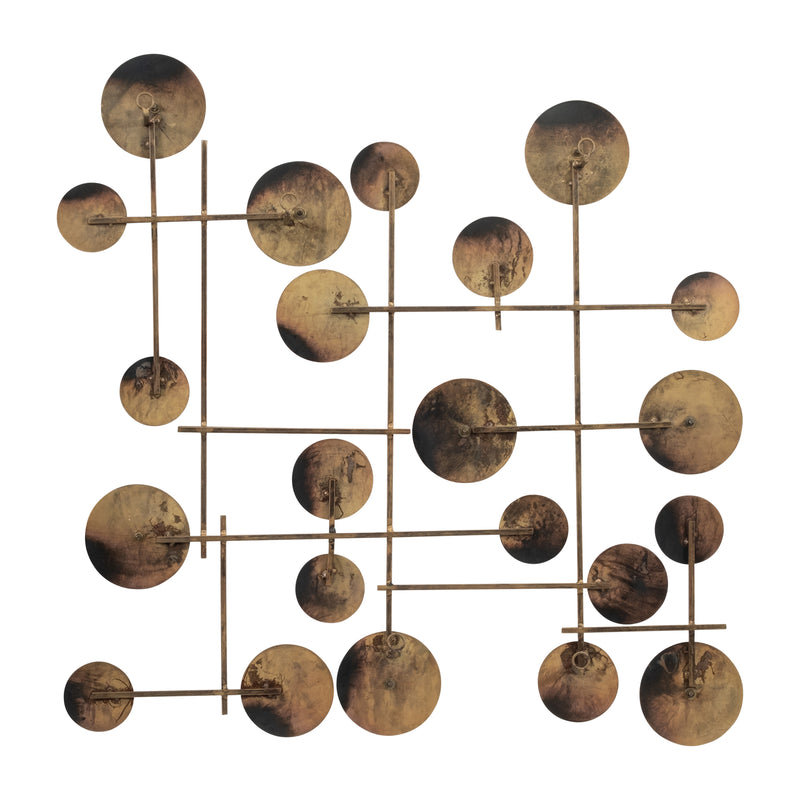 METAL, 29 CIRCLES METAL WALL DECO, GOLD