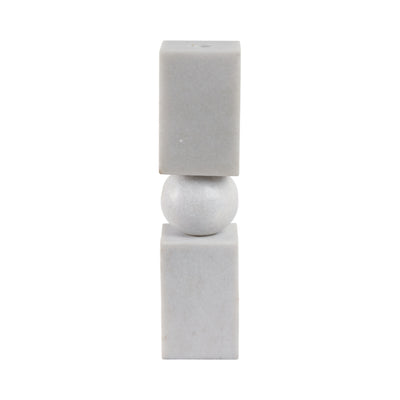 12x3 Chunky Marble Taper Holder, White