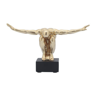 RESIN, S/2, 6''H,  MAN SCULPTURE BOOKEND, GOLD