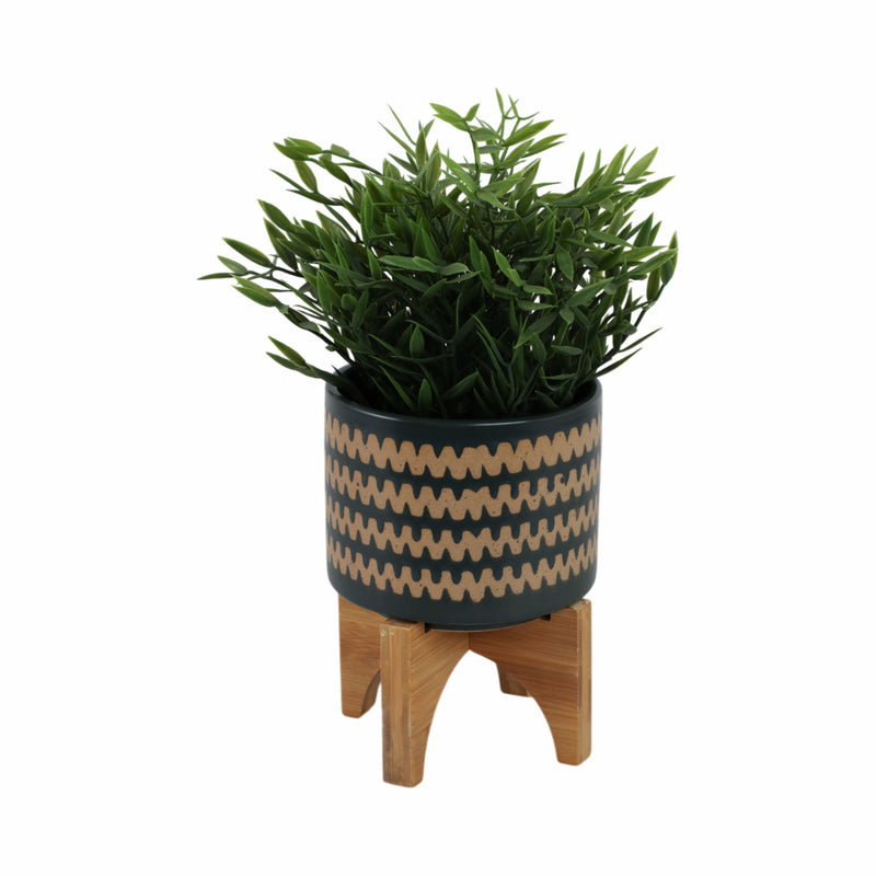 5 Zig-zag Planter W/ Stand, Teal