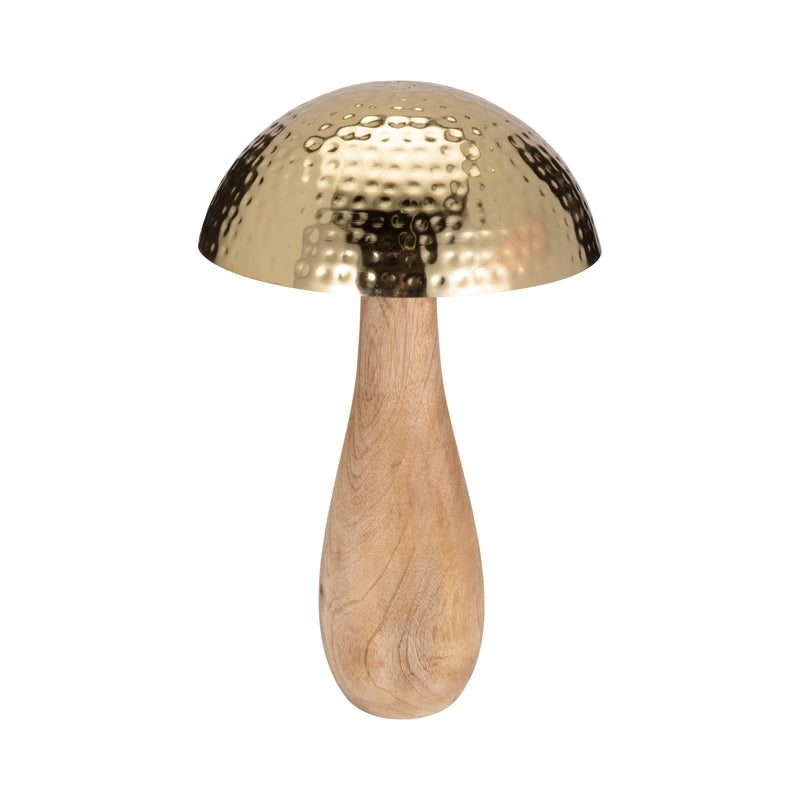 Metal, 20 Mushroom W/ Wood Base, Gold