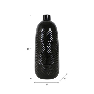 CER, 17 TEXTURED LINES VASE, BLACK