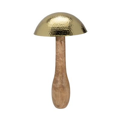 Metal, 28 Mushroom W/ Wood Base, Gold