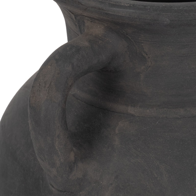 TERRACOTTA, 9 VASE WITH HANDLES, BLACK