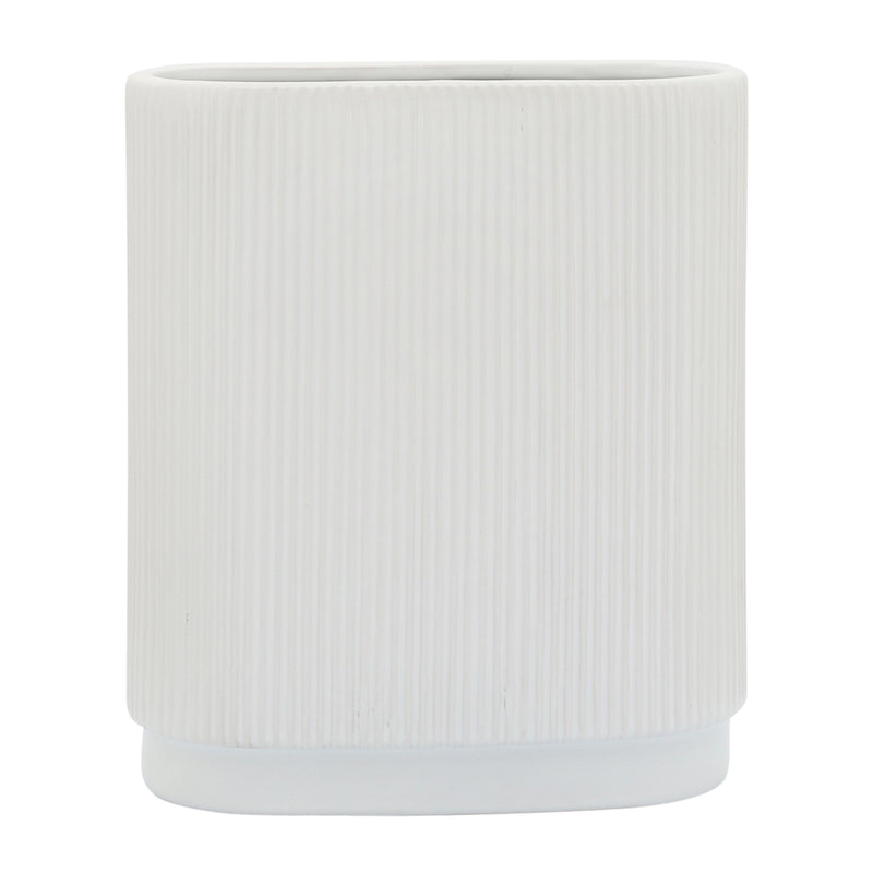 CER, 12H RIDGED VASE, WHITE