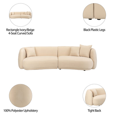 4-SEAT CURVED SOFA, IVORY/BEIGE