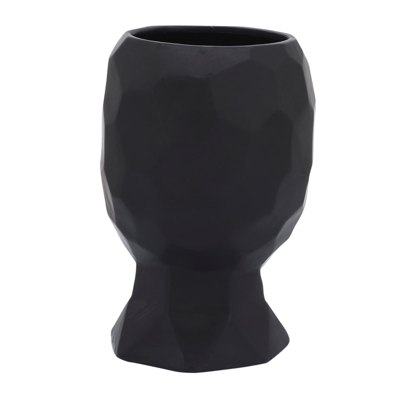 PORCELAIN, 6 DIA FACE VASE, BLACK