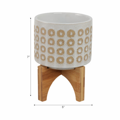 5 CIRCLES PLANTER W/ STAND, WHITE