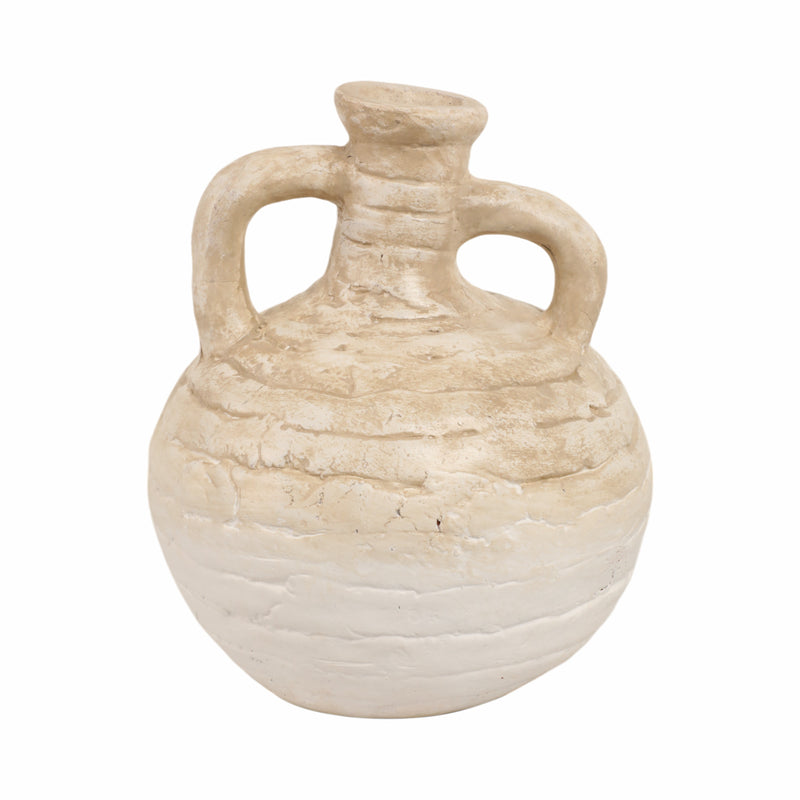 13 Bulbous Terracotta Eared Vase, Ivory