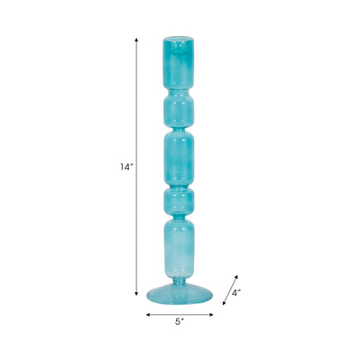 14 Mixed Bubble Taper Candleholder, Blue