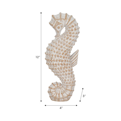 12 Resin Wicker Seahorse, White