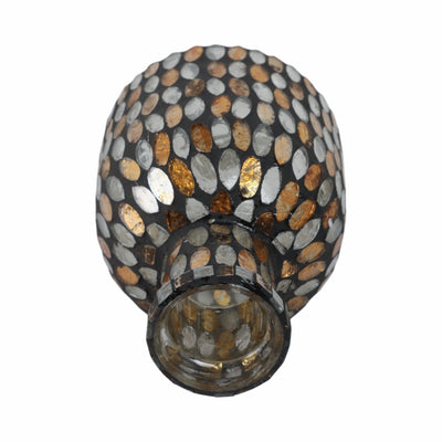 GLASS, 6H MOSAIC VASE, COPPER