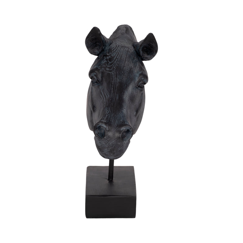 11 Horse Head Sculpture On Stand, Black