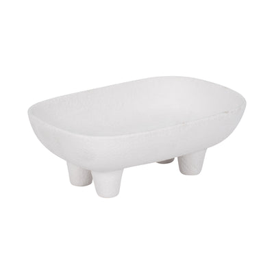 10 Footed Rounded Rectangle Bowl, White