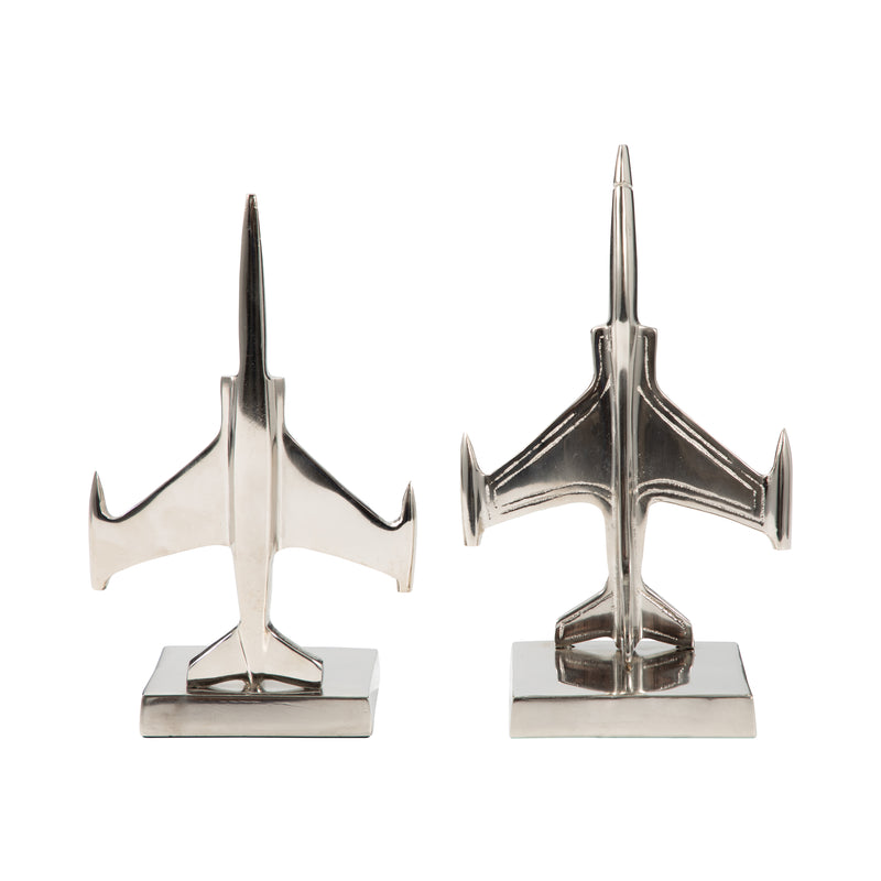 S/2 9 Orleans Silver Plane Bookends