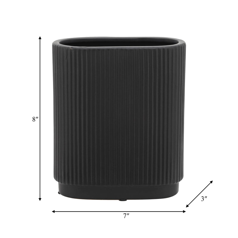 CER, 8H RIDGED VASE, BLACK