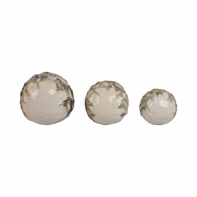 S/3 4/5/6 Decorah Cer Deco Balls - Set Of 3