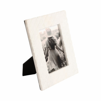 4x6 Marble Ridged Photo Frame, White