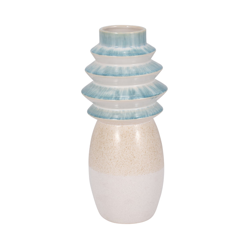 15 Fluted Top Vase Reactive Finish, Multi