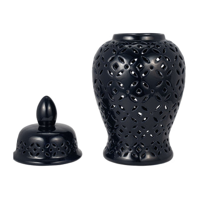 24 CUT-OUT DAISIES TEMPLE JAR, NAVY BLUE