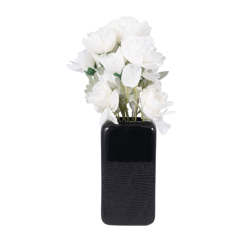 CER, 10 SQUARED GROOVED VASE, BLACK