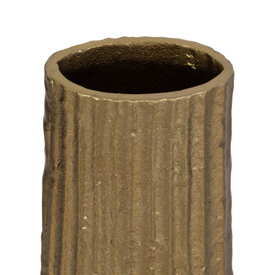 METAL, 48 RIBBED FLOOR VASE, GOLD