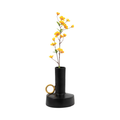 Metal, 9 Vase With Handle, Black/gold