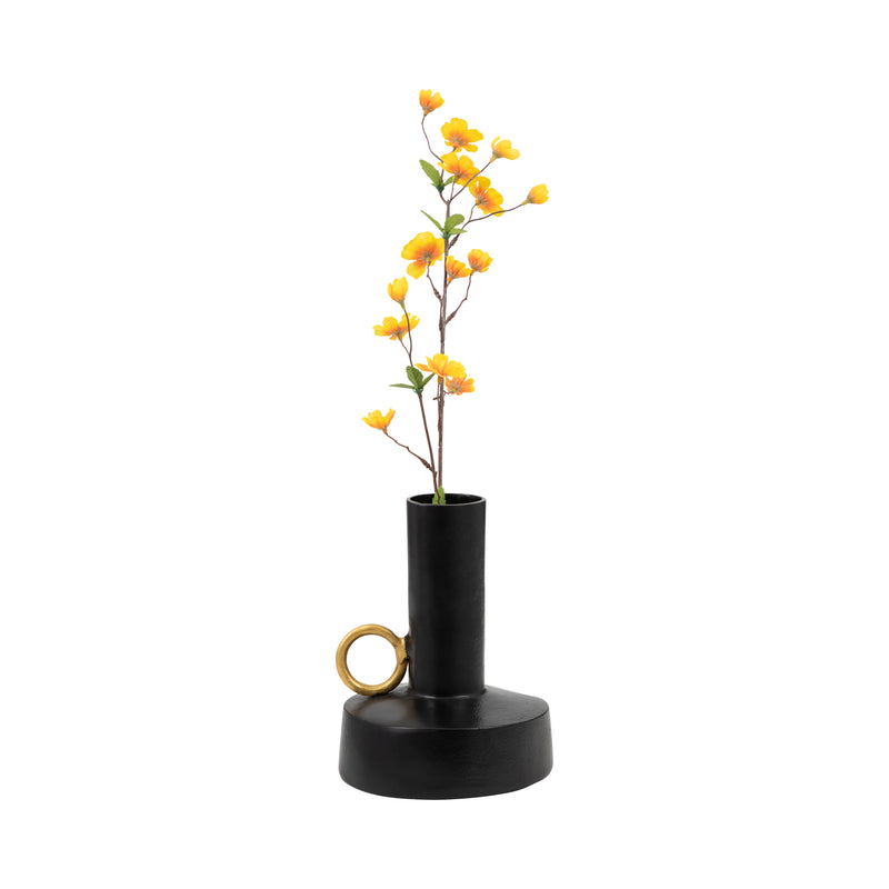 Metal, 9 Vase With Handle, Black/gold