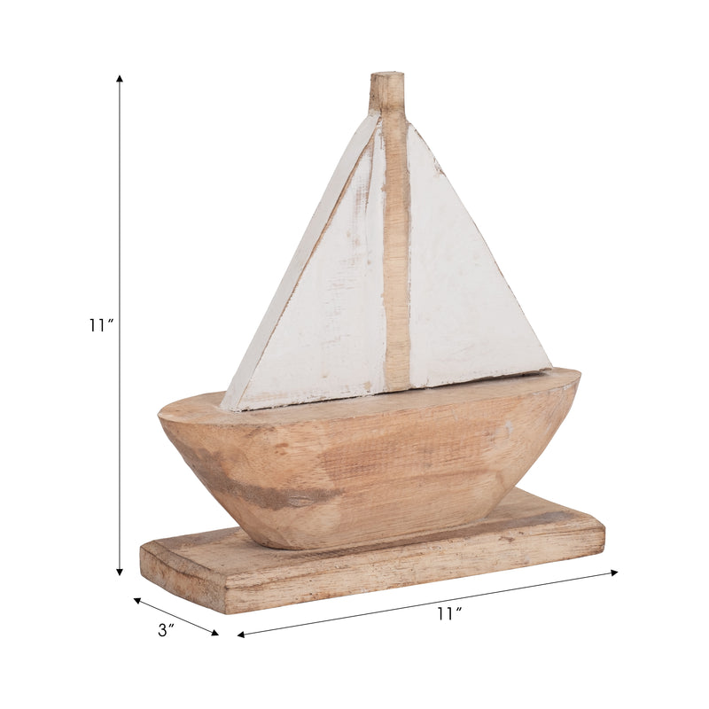 Wood, 11 Sailboat, Natural/white