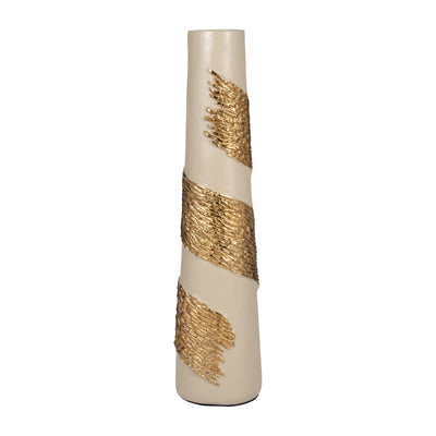 Glass, 26 Aluminum Wrapped Vase, White/gold