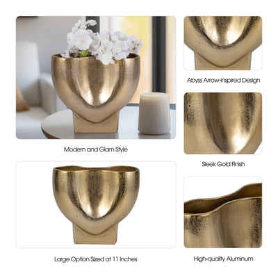 11 Abyss Arrow Shaped Metal Vase, Gold