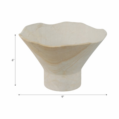 9 Sandstone Pedestal Bowl, Tan