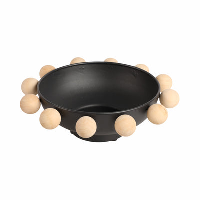 13 Bowl With Large Wooden Knobs, Black