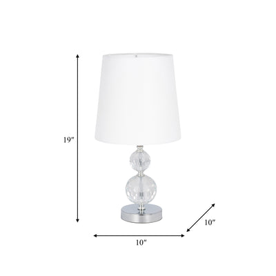 S/2 Crystal 19 Faceted Table Lamp, Silver